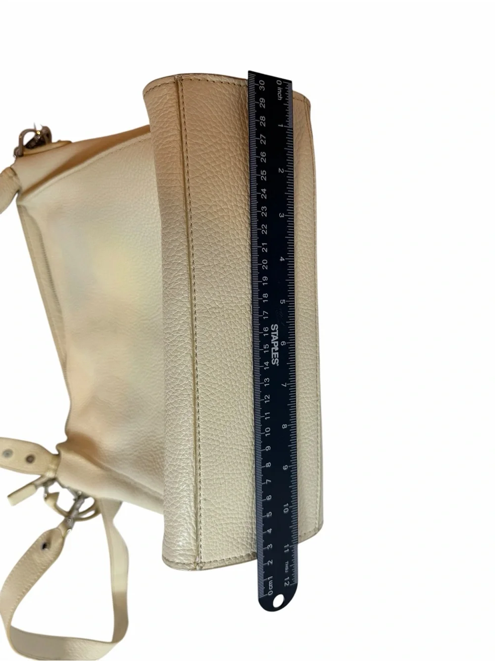 Botkier New York Cream Pebbled Leather Bucket Hobo Crossbody Shoulder Bag